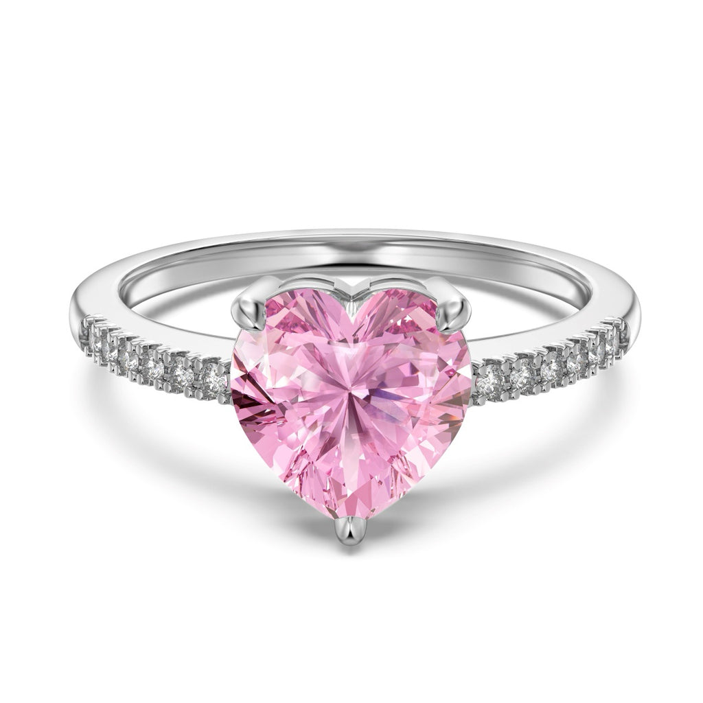 Sparkling Heart Pink Cubic Zirconia Ring