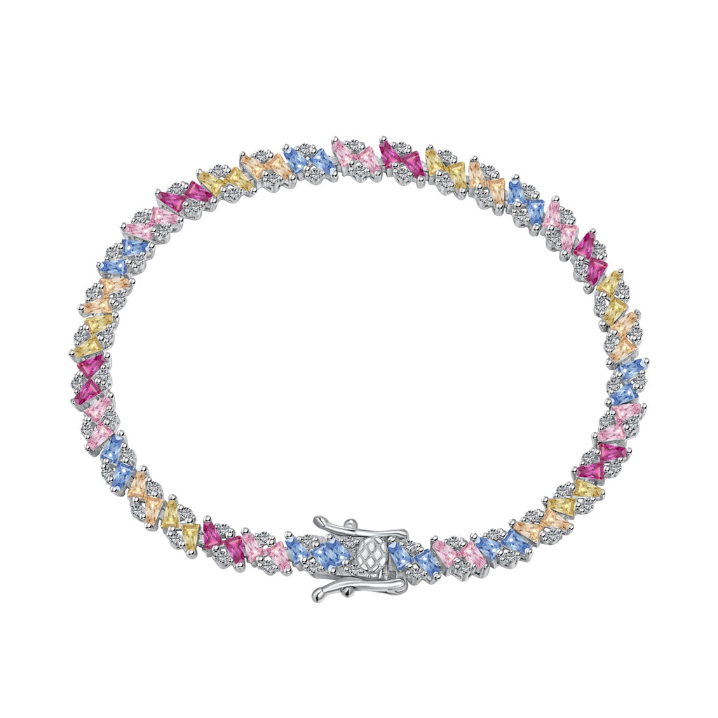 Silver Colorful Zircon Trapezoidal Bracelet