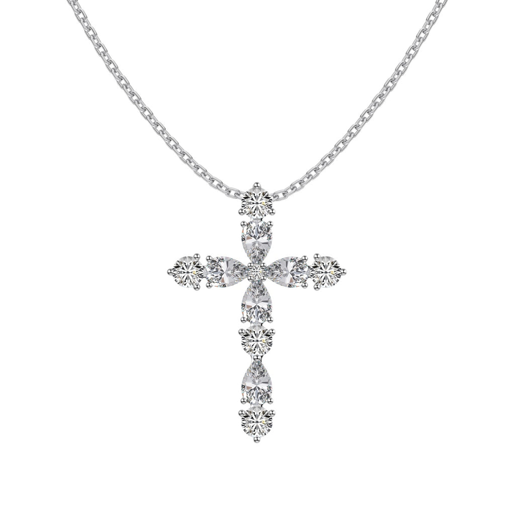 Sterling Silver S925 Pear-Shaped Zircon Cross Necklace