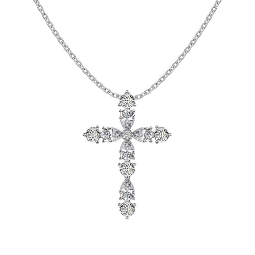 Sterling Silver S925 Pear-Shaped Zircon Cross Necklace