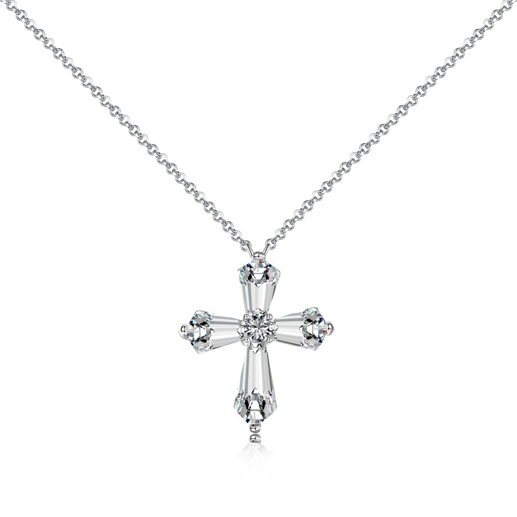 White Cross Pendant Choker Necklace