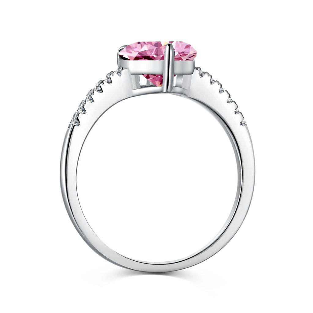 Sparkling Heart Pink Cubic Zirconia Ring