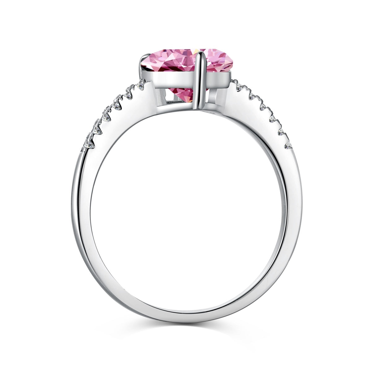 Sparkling Heart Pink Cubic Zirconia Ring
