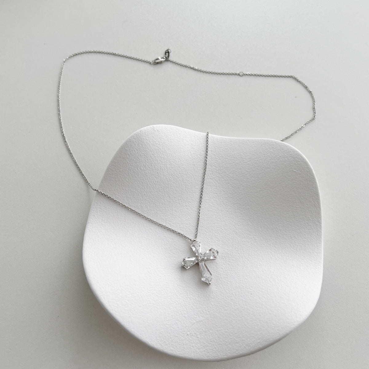 White Cross Pendant Choker Necklace