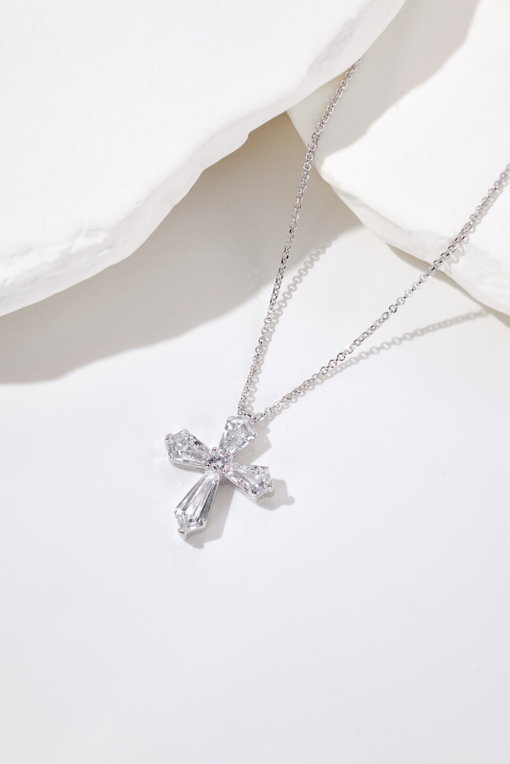 White Cross Pendant Choker Necklace