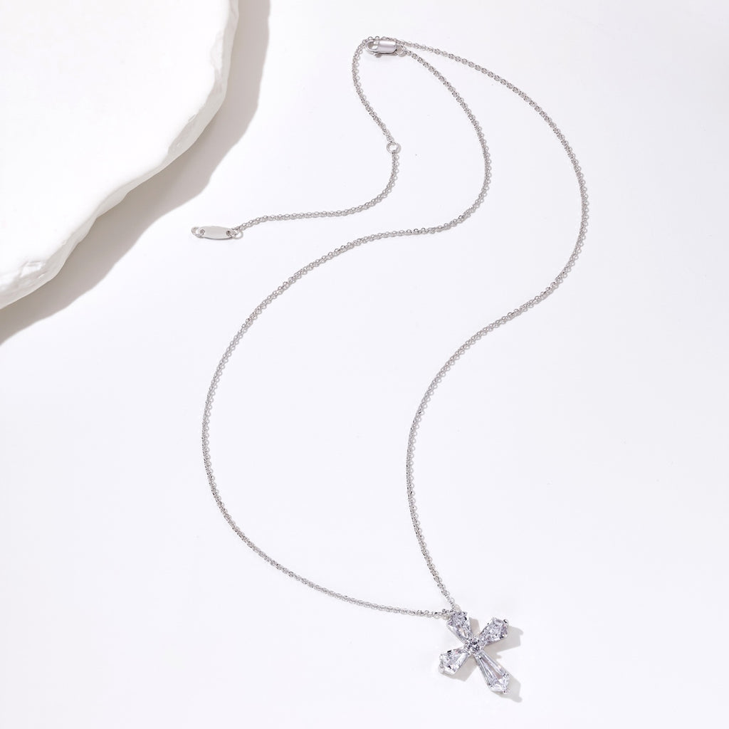 White Cross Pendant Choker Necklace
