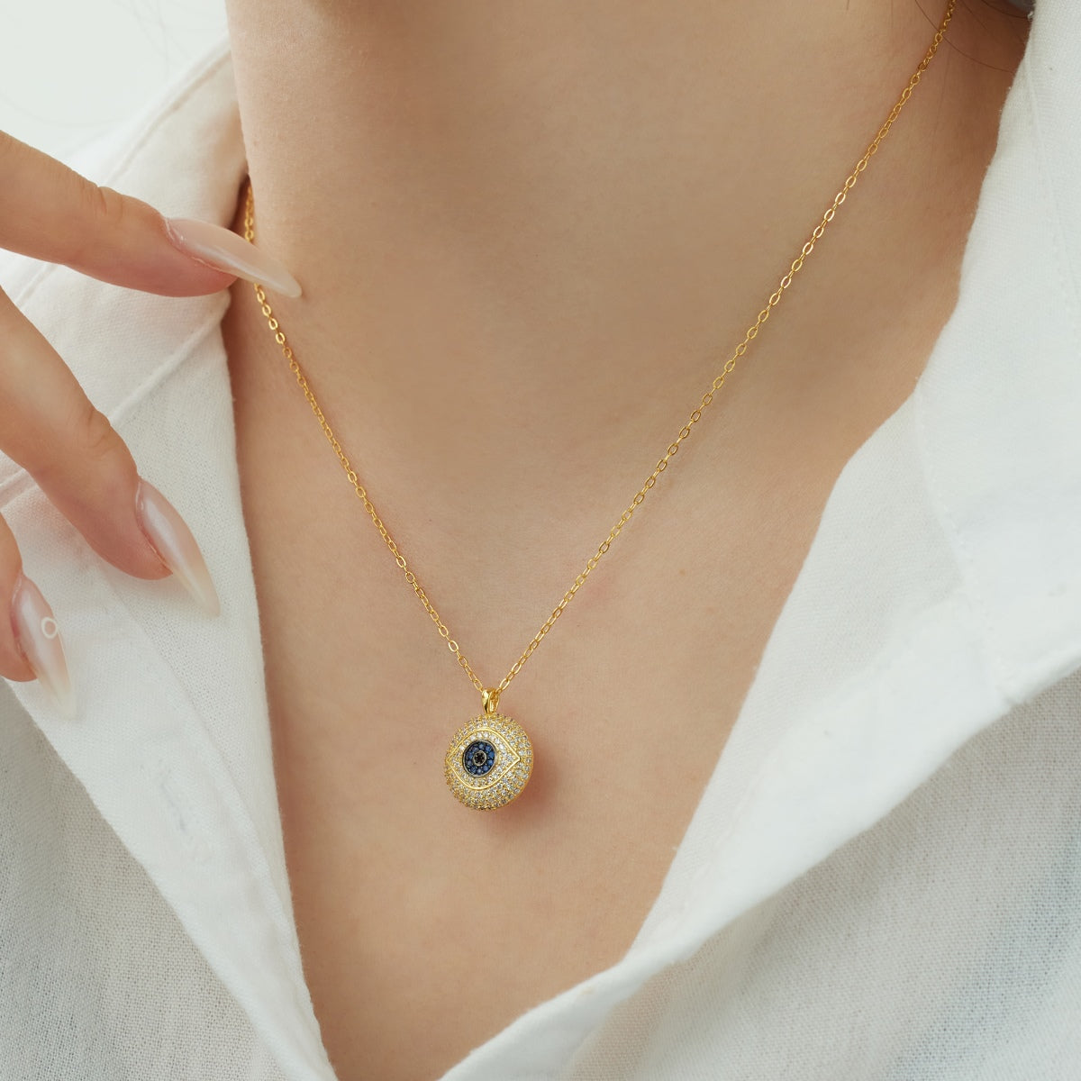 Silver S925 Evil Eye Zircon Necklace