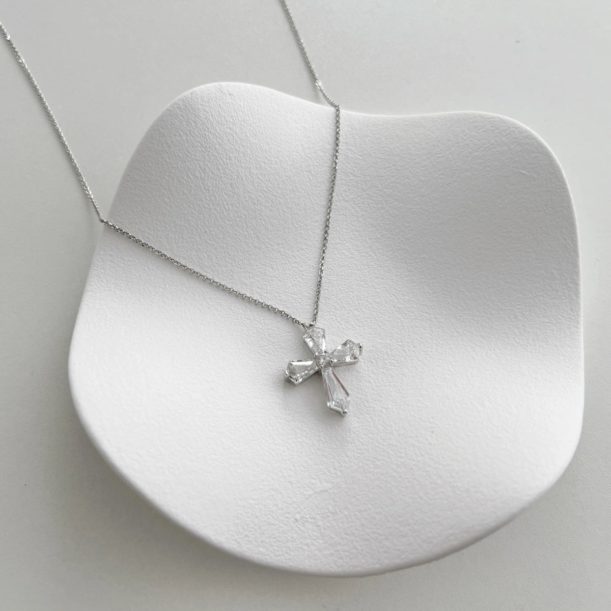 White Cross Pendant Choker Necklace